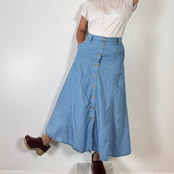Pre-Loved GARDEUR Button Down Denim Maxi Skirt - Size 6 US - Picture 2 of 10